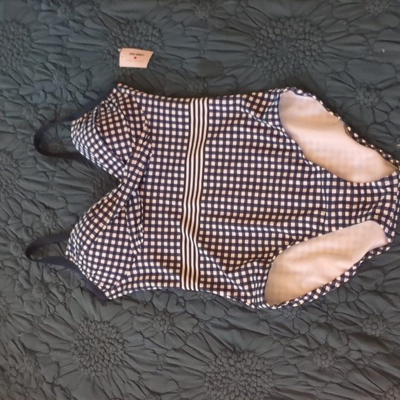 Draper James x Lands' End Draped One Piece Swimsuit Blue Gingham Size 10 New NWT - Picture 6 of 13